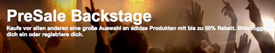 Backstage PreSale bei Adidas