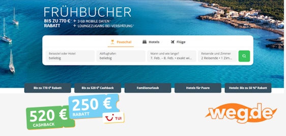 770€ Cashback & Sofortrabatt ✈️ Frühbucher-Kracher bei weg.de