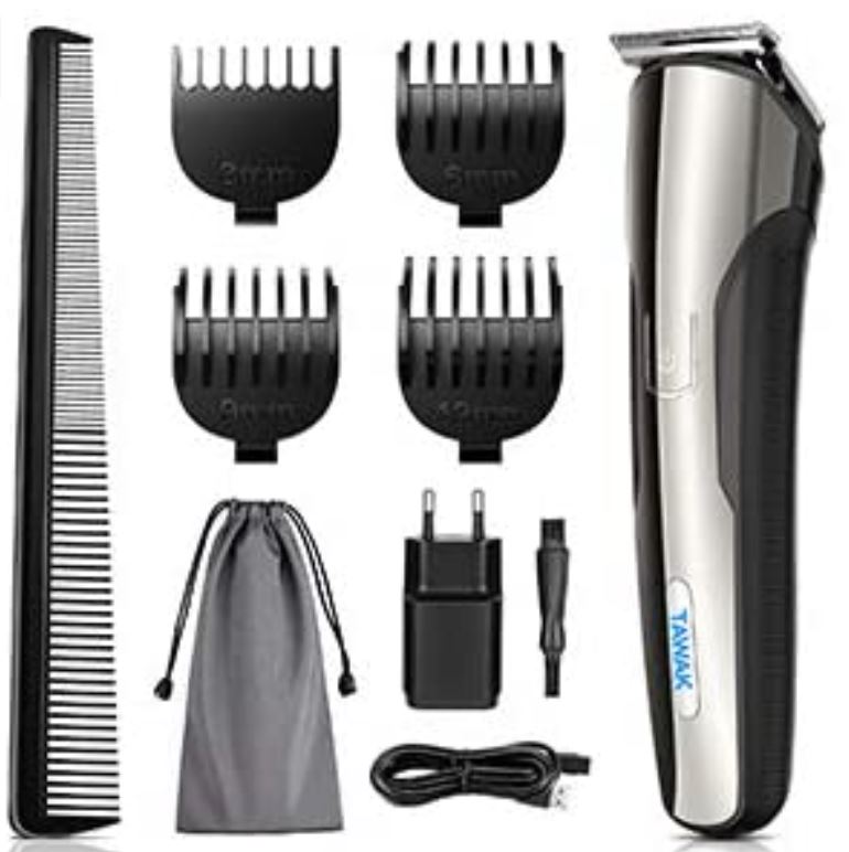 Haarschneidemaschine von TAWAK - Haartrimmer mit 4 Aufsätzen - 120min Akku