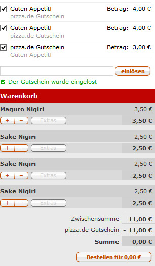 Hammer! Für 14€ kostenlos bei Pizza.de bestellen!! *UPDATE3*