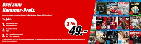 Top! 3 Games für 49€, 79€ oder 111€ bei Media Markt - für PS4, Xbox One, Nintendo Switch und PC 🕹️