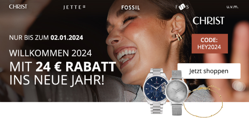 24€ Rabatt bei Christ - auf Uhren &amp; Schmuck, z.B. Jette Damenuhr in versch. Farben für 99€