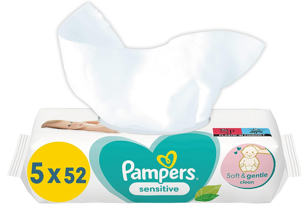 260 Pampers Sensitive Feuchttücher für 4€ - Ohne Duft, 5 x 52 Stück