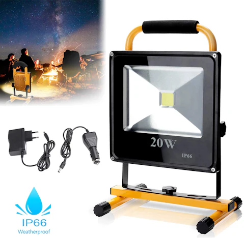 Mobiler Akku 20W 1600LM Warmweiß,IP66 Wasserdicht LED Arbeitsleuchte