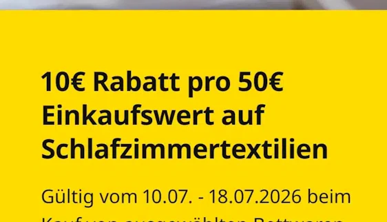 10€ Rabatt auf Schlafzimmertextilien ab 50€ bei Ikea