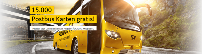 15.000 kostenlose Postbus-Karten für ADAC-Mitglieder - 25% Rabatt auf alle Fahrten