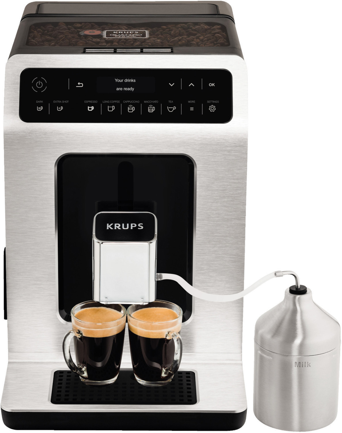 Krups Evidence EA891D für 392€ – Kaffeevollautomat mit OLED-Bedienfeld, 15bar, inkl. Milchkanne
