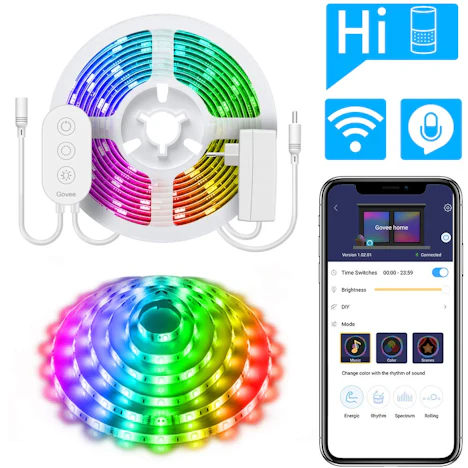 5M LED Streifen WiFi Drahtlos Handy Streuerbare 5050 LED Band Sync mit Musik