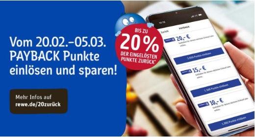 Rewe: Bis zu 20% eingelöste Payback-Punkte als Coupon zurückerhalten 🛒✔️
