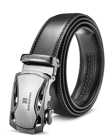 Ledergürtel Herren/Jungen Schnalle Leder Gürtel Automatik Jeans Belt Schwarz