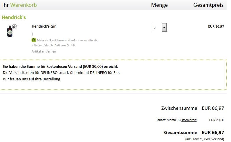warenkorb delinero