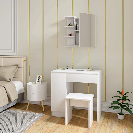 WOLTU 3 in 1 Schminktisch mit Hocker und Spiegel
