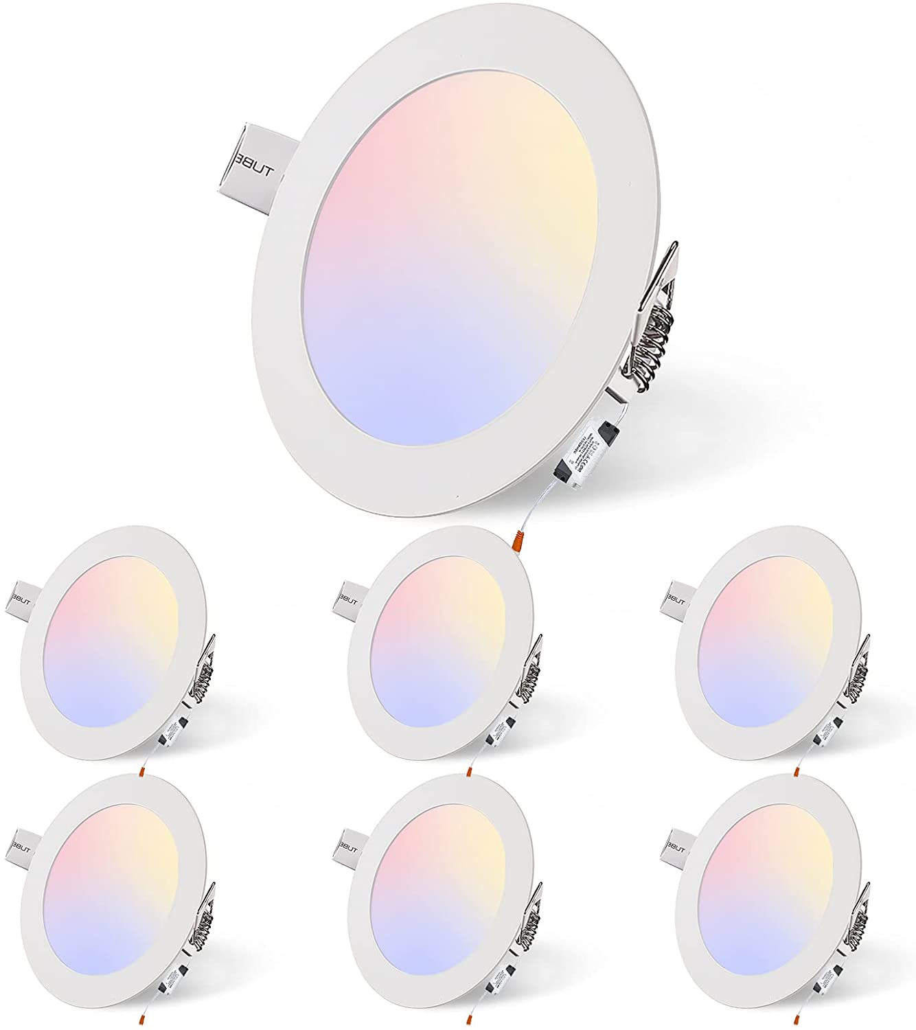 EINFEBEN 12W LED Einbaustrahler Ultra flach 6 Pack, 3 Farbmodi Warmweiss Neutralweiss Kaltweiss, 3200K-6500K, 230V IP44,Einbautiefe 25mm