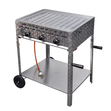 Gastro-Gasgrill BBQ Bräter 3 flammig Brenner 12 kW Edelstahl Edelstahl-Brenner Campinggrill Gartengrill Grillbuffet