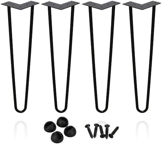 4 Stück Haarnadel Tischbeine Durchmesser 12 mm Schwarz 15/75cm