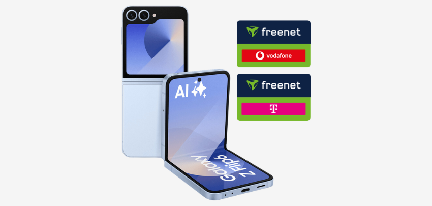 150€ Wechselbonus 🤩 Samsung Galaxy Z Flip6 5G im 60GB Telekom- oder Vodafone-Tarif für 39,99€/Monat