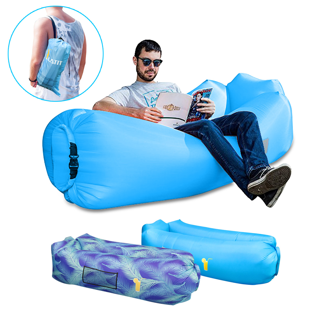 Aufblasbares Luft Sofa Couch mit Kopfkissen,Aufblasbarer Liegestuhl, wasserdichte 
