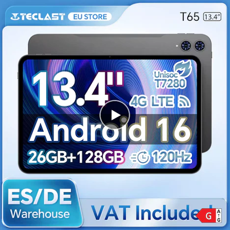 Teclast T65 Android 16 Tablet 120Hz 26GB (6GB+20GB) + 128GB