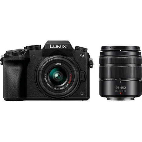 Panasonic Lumix DMC-G70 Kit 14-42 mm + 45-150 mm schwarz mit 157,36€ Rabatt
