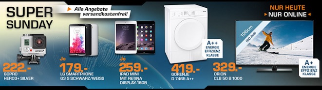 Saturn Super Sunday - z.B. LG G3 s für 179€