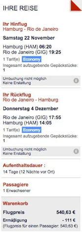 Brasilien: hin und zurück nach Rio de Janeiro für 430€