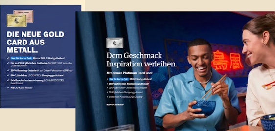 Verlängert! 💳 340€ Startguthaben für American Express Platinum Card (+ 200€ Reiseguthaben pro Jahr) oder Gold Card mit 220€ Startguthaben