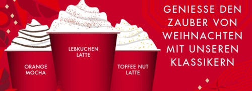 2-for-1 für Weihnachtsgetränke bei Starbucks