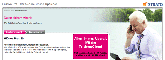 HiDrive Pro mit 150GB Speicher 12 Monate lang kostenlos - endet automatisch