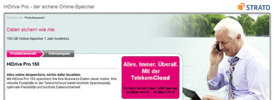 HiDrive Pro mit 150GB Speicher 12 Monate lang kostenlos - endet automatisch