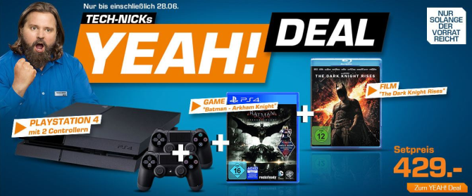 PS4 inkl. Controller für 298€ oder PlayStation 4 + Batman: Arkham Knight + The Dark Knight Rises + Controller für 429€ *UPDATE3*