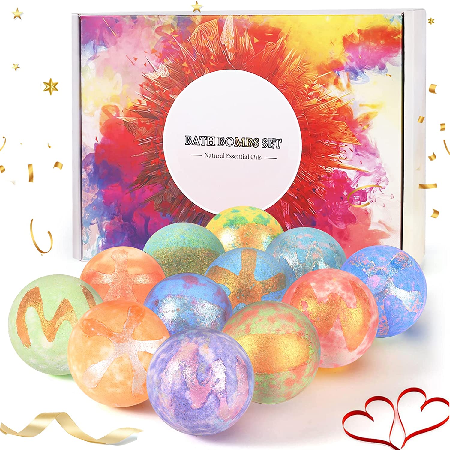 12Pcs Badebomben Geschenkset für Geburtstagsgeschenk
