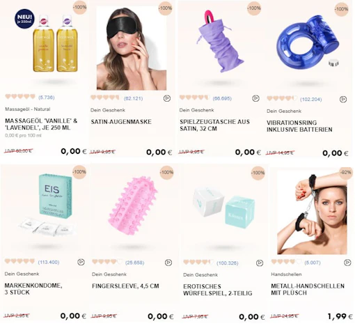 Fifty Shades of Grey für alle! 8 Gratisprodukte bei eis.de: 2 x Massageöl und Satin-Augenmaske, u.v.m. + 5,97€ Versandkosten