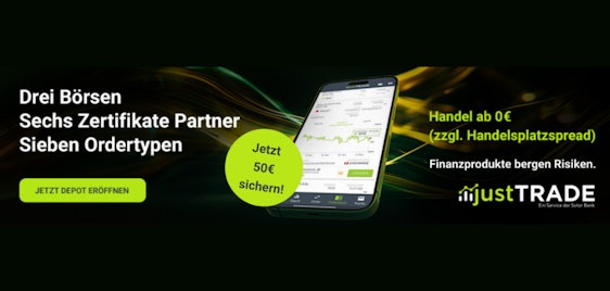50€ Bonus nur für die Eröffnung 📈 Kostenloses Depot von JustTRADE
