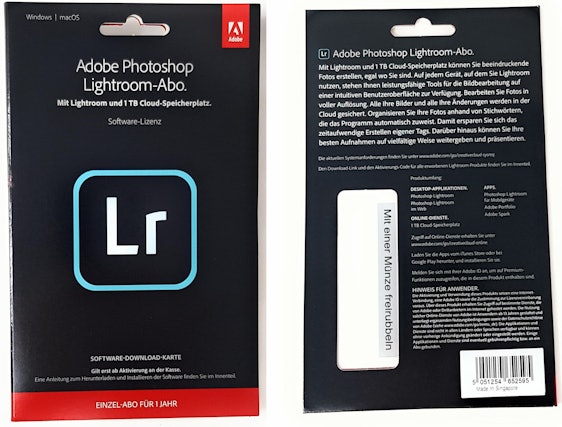 1 Jahr Adobe Lightroom Key Card Download für 38€ – inkl. 1TB Cloud, für PC und Mac