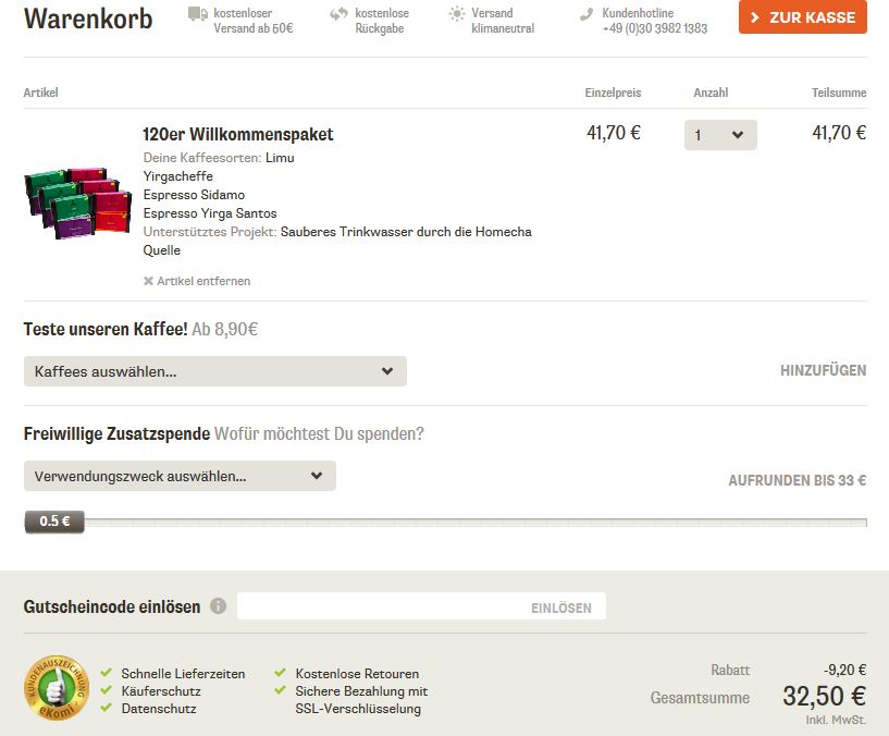 120 Bio-Kaffeekapseln für 33€ bei Coffee Circle -  je 30 Stück von 4 verschiedenen Sorten, Fairtrade