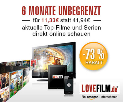6 Monate Film- und Seriengenuss von Lovefilm.de für 11,33€