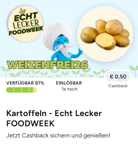 Marktguru: 0,50 € Cashback beim Kauf von Kartoffeln