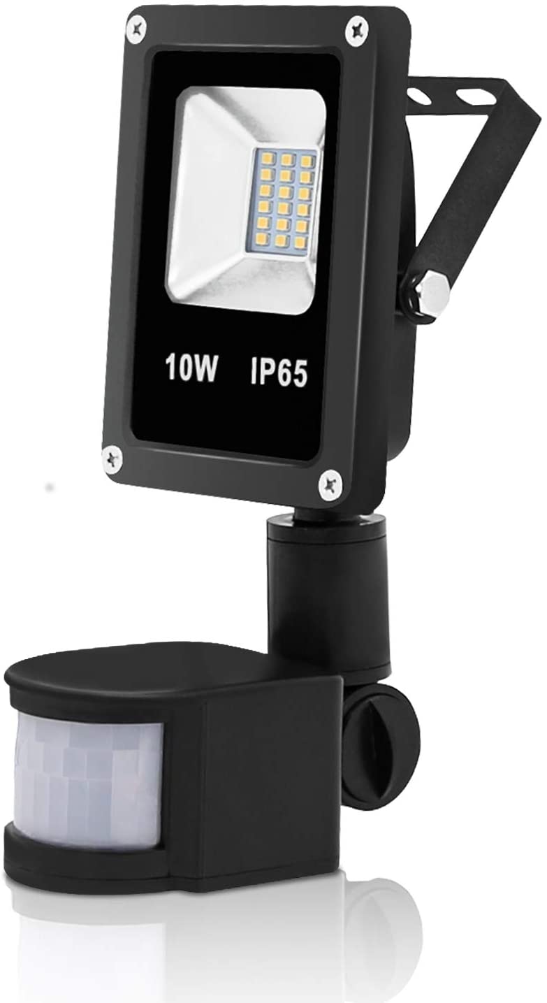 VINGO Außenstrahler mit Bewegungsmelder, IP65 wasserdicht 10W 850LM 6500K Kaltweiß ideal Außenbeleuchtung für Garten Garage Sportplatz
