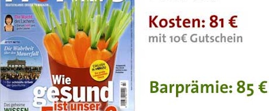 Hörzu Jahresabo - 85 € Barprämie, 81 € Kosten