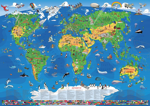 XXXL Weltkarte für Kinder für 13€ - mit gratis Taschenatlas