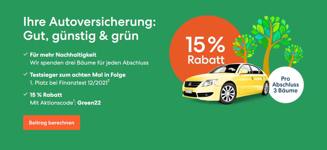 Letzte Chance! 15% Rabatt auf DA direkt Kfz-Versicherung + 3 gepflanzte Bäume » beste Versicherung laut Finanztest 🚗