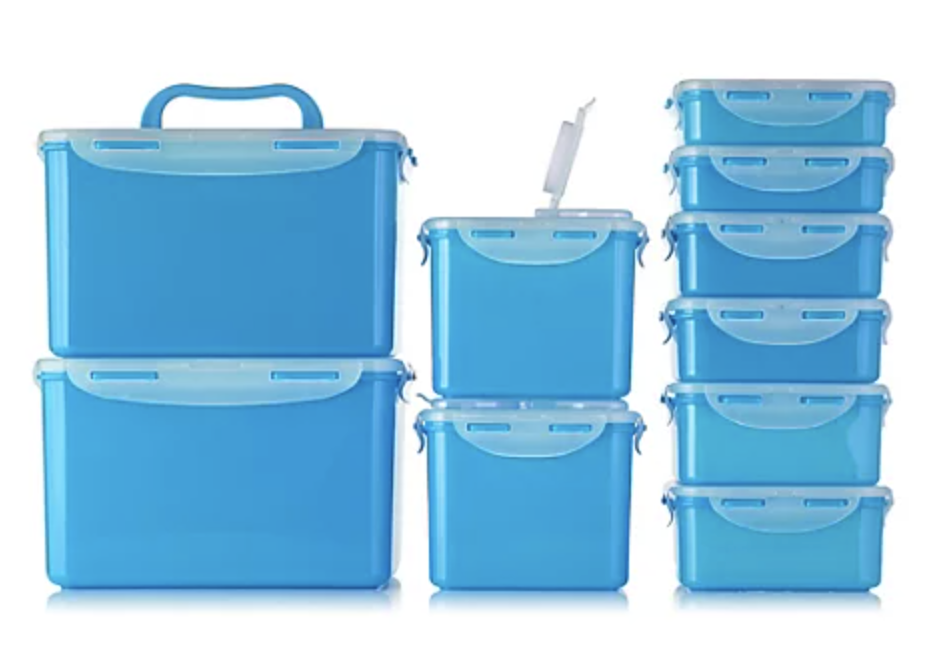 LocknLock Frischhaltedosen für 18€ – 10 stapelbare Dosen mit Farbauswahl, Volumen von 360ml bis 4,5l