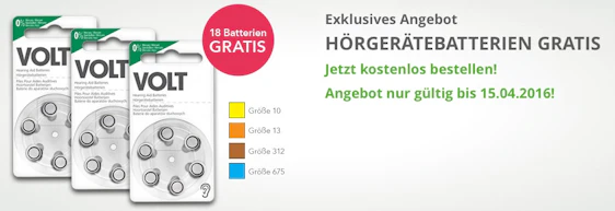 Volt-Hörgerätebatterien gratis – verschiedene Größen