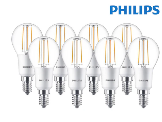 8x Philips LED Classic dimmbare Glühlampe | E14