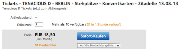 Tenacious D Konzertkarten für Berlin Spandau (Zitadelle) für 18,50€ *UPDATE*