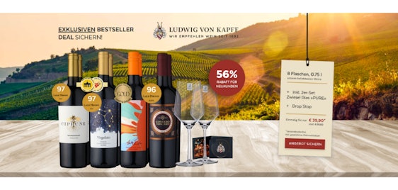 8x italienischer Rotwein + 2 Weingläser für 40€ - prämiert und über 95 Luca Maroni Punkte
