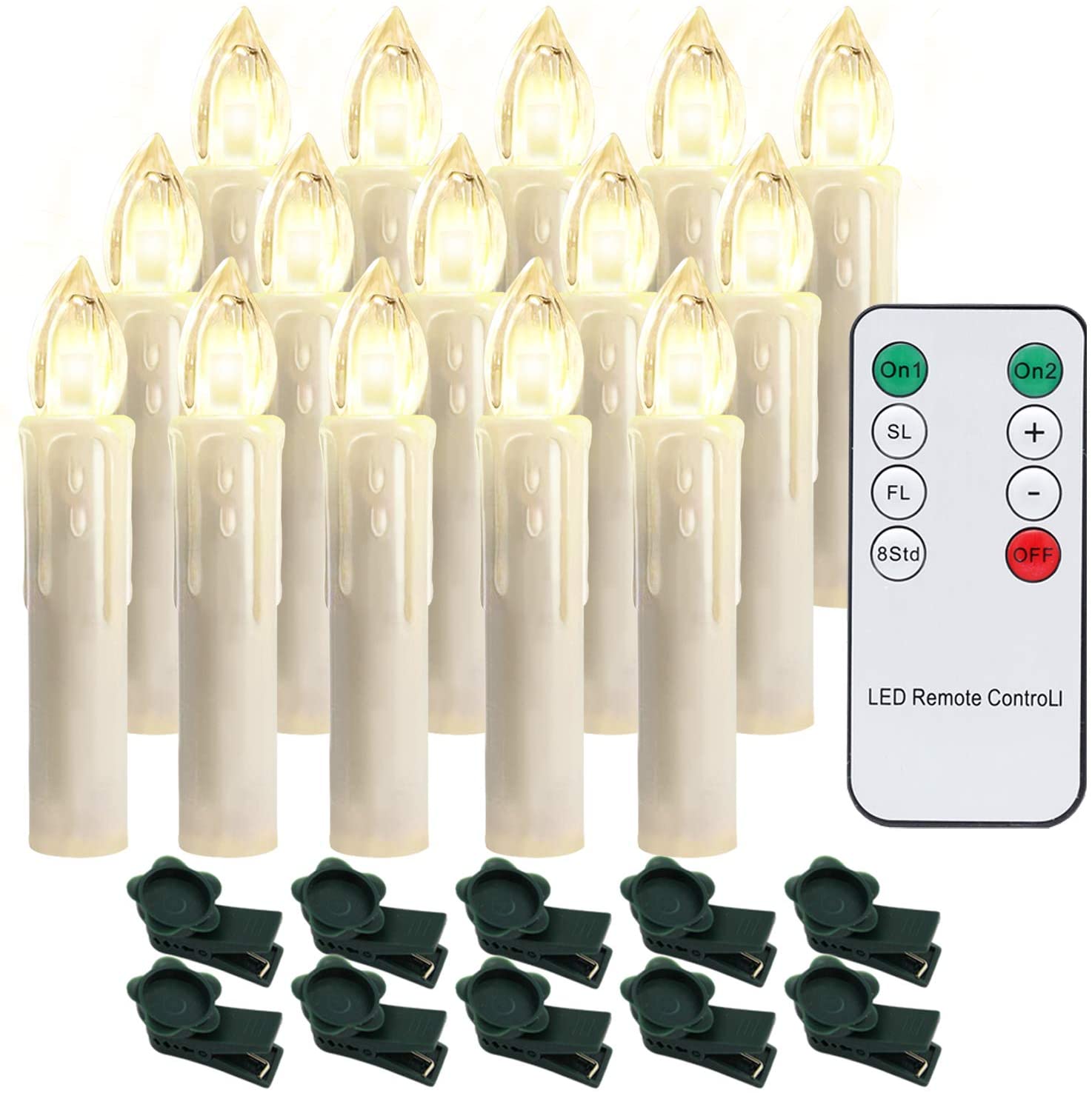 SWANEW 30x LED Weihnachtskerzen mit Fernbedienung Timer für Weihnachtsbaum,  kabellos Dimmbar Wasserdichte 