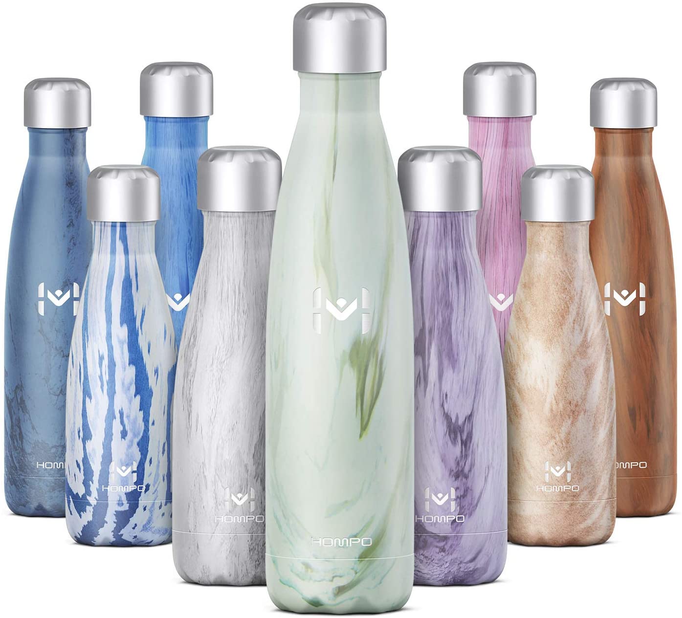 Hompo Edelstahlflasche ab 7€ - Doppelwand-Trinkflasche in verschiedenen Größen und Designs