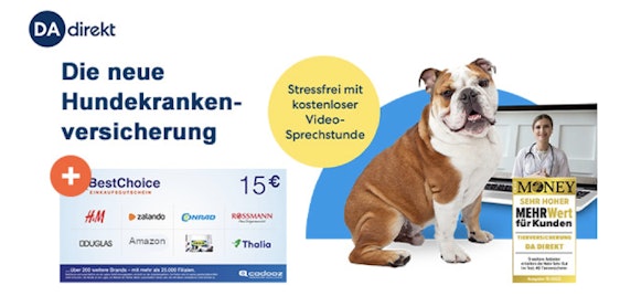Hundeversicherung der DA Direkt 🐶 – ab 29,90€ im Monat + 15€ Bonus