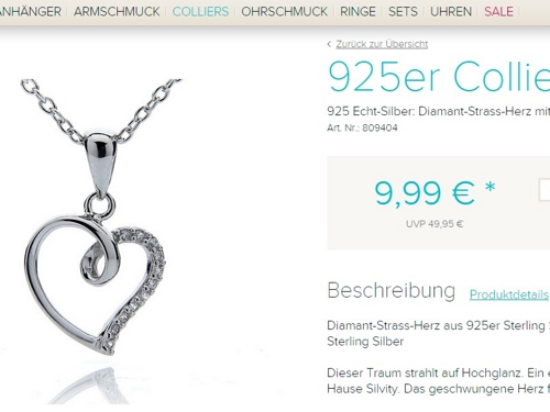Silvity.de Silberschmuck. 25% auf alles. Auch auf reduzierte Ware (Collier 925er Silber für 12,44€ )